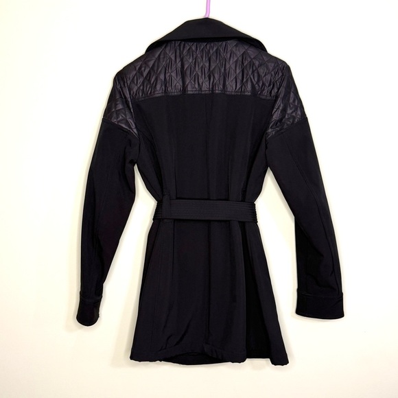 Michael Kors Black Trench Coat asymmetrical zip woman S belted jacket - Picture 5 of 12